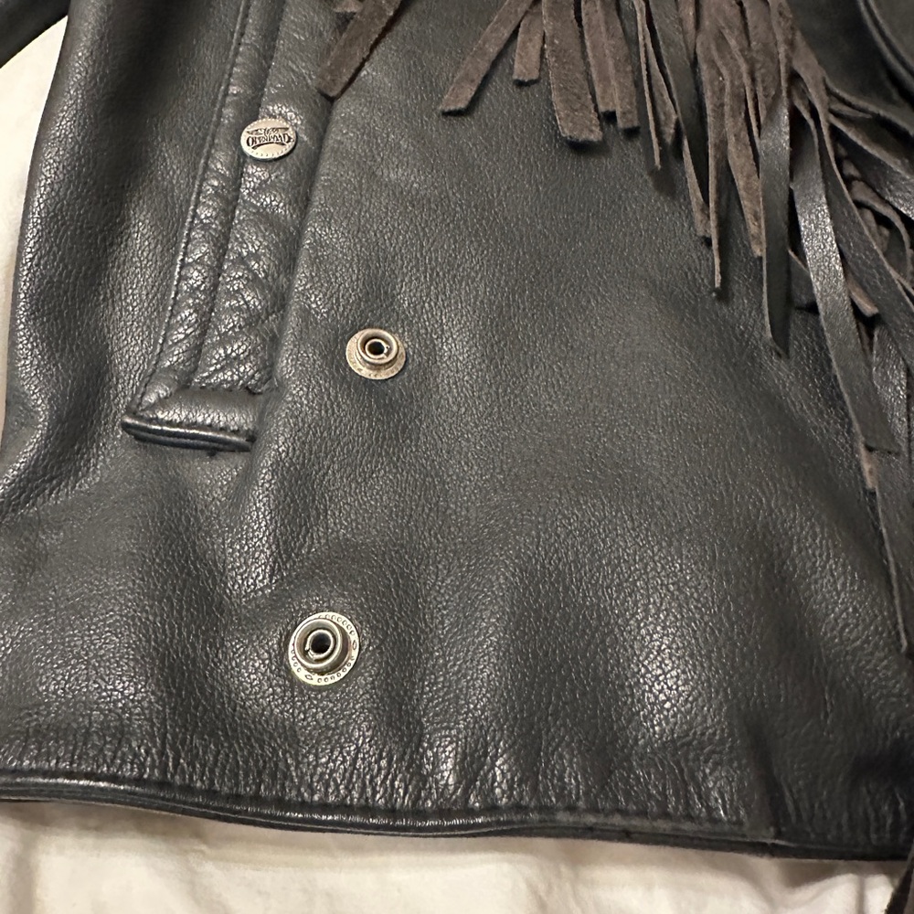 Open Road for Wilson Vintage Black Leather Fringe Jacket - Picture 10 of 14